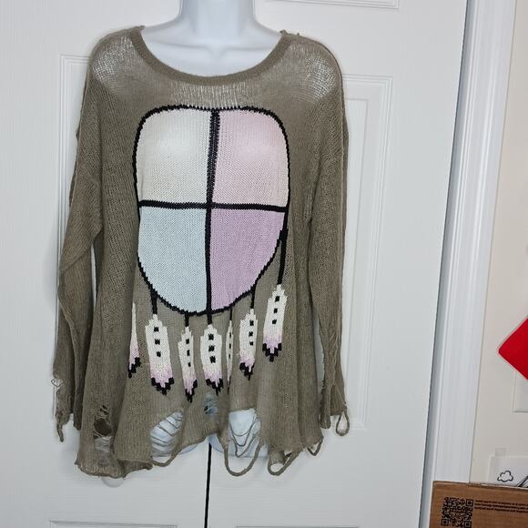 Wildfox White Label Distressed Dream Catcher Wool Blend Sweater NWOT - Picture 3 of 11